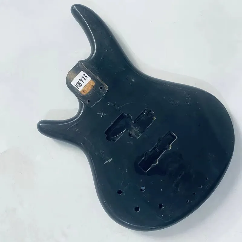KB973 Black Color Left Hand Custom Bass Body in Solid Wood Replace and DIY Surface Damages and Dirty PJB Active Pickups