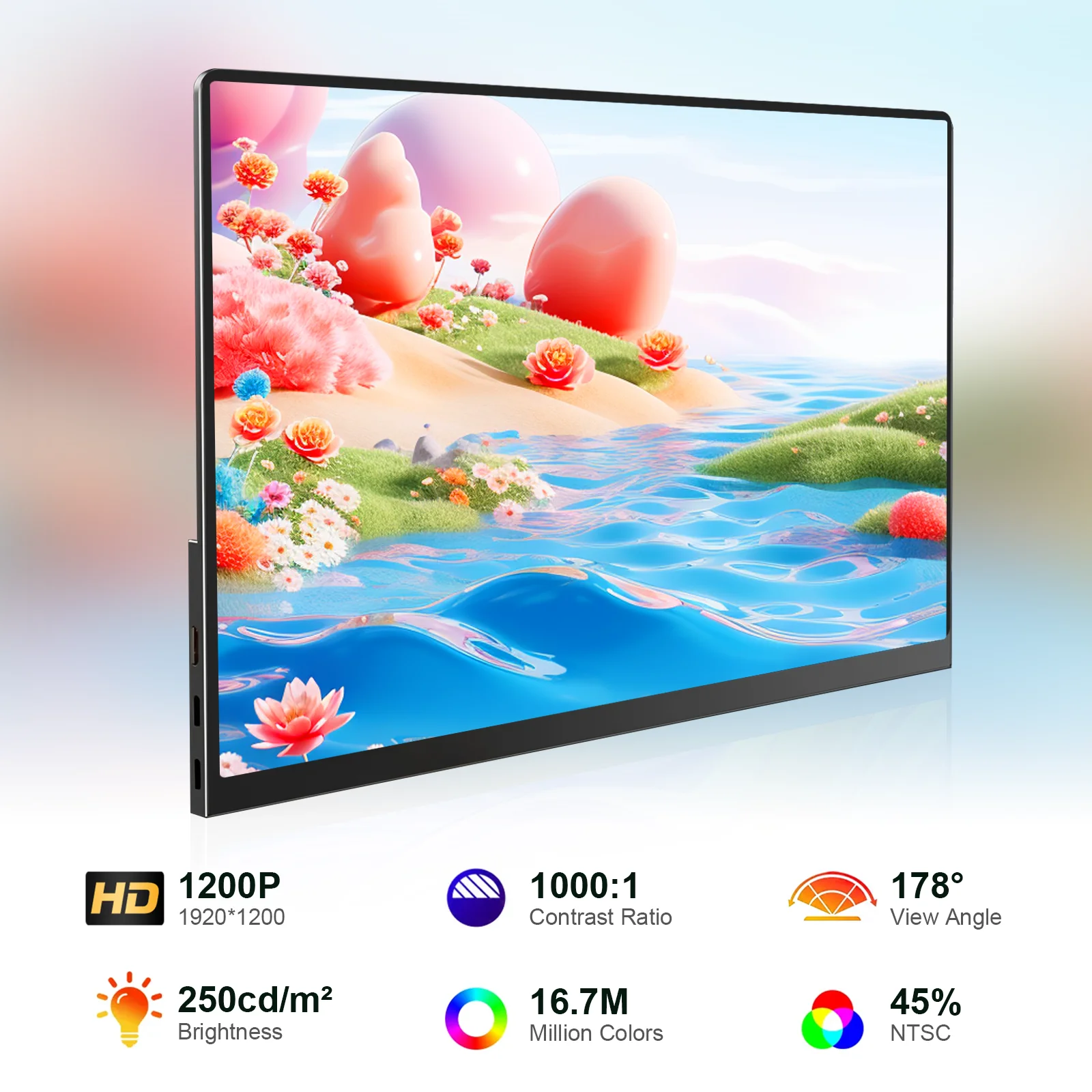 FORZOLA 14 inch FHD Portable Monitor 1200P IPS Screen Type‑C HDMI External Second Computer Display for PC Mac Phone/PS4/5 Stand