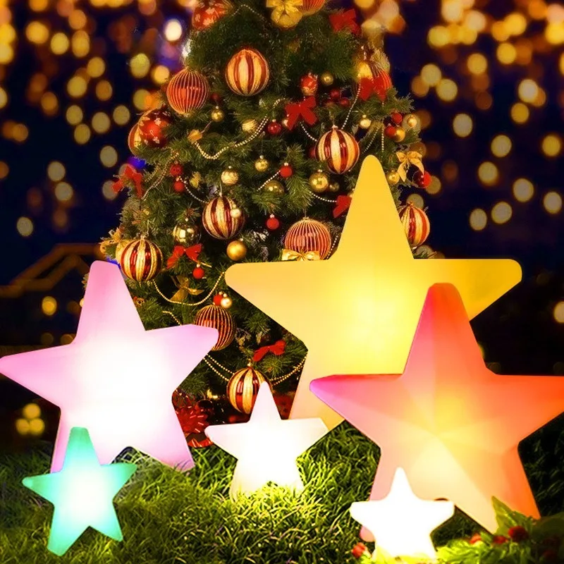 Luminous pentagram lamp Christmas decorative star lamp 2026New Year outdoor courtyard indoor atmosphere rechargeable  lamp