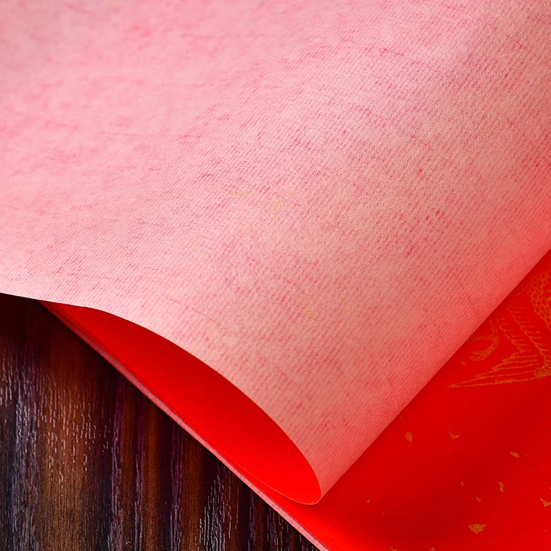 Carta rossa Xuan Calligrafia cinese Pennello Penna a forma quadrata Carta di riso batik Festival di primavera Distici Fu Carattere Scrivi Papier