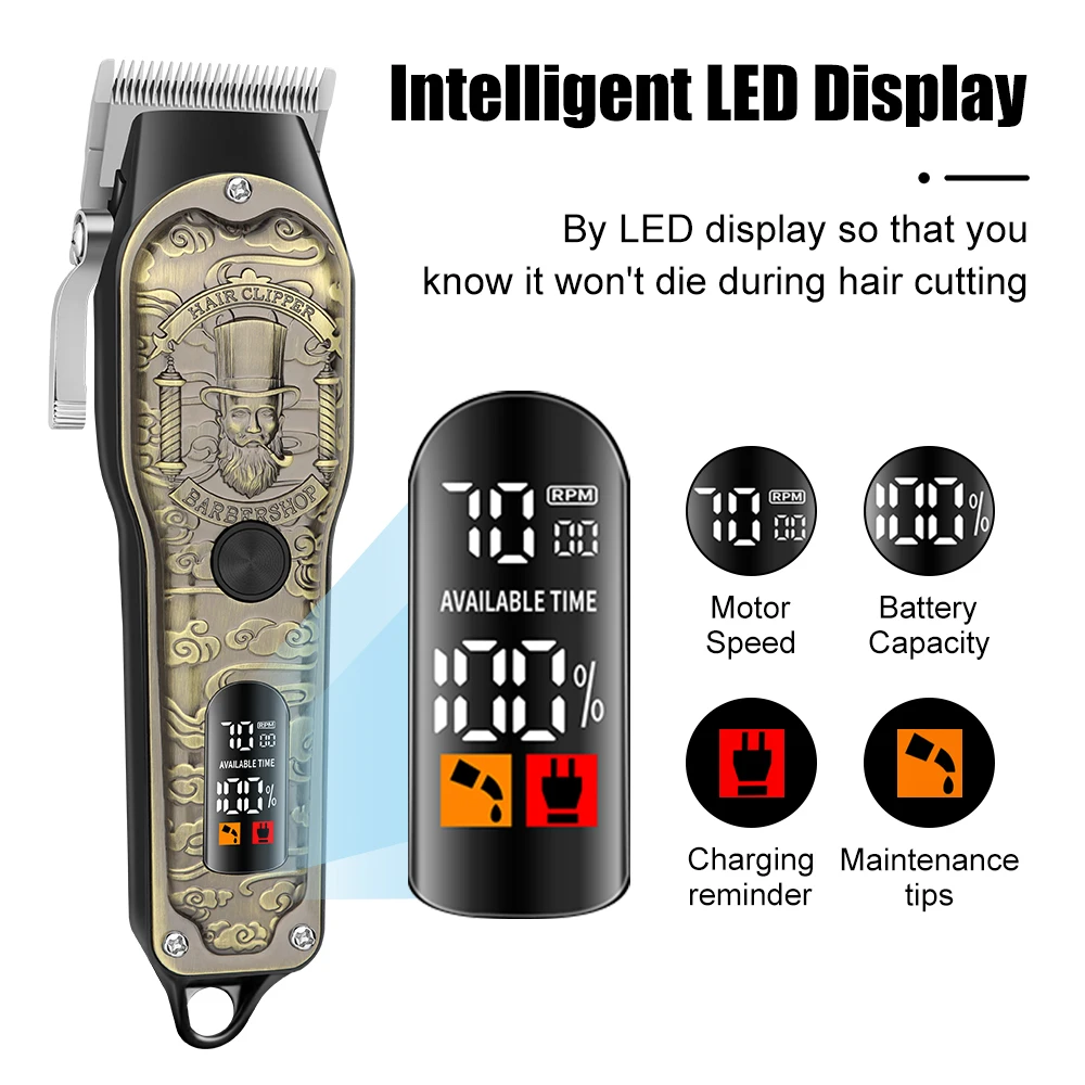 ماكينة قص الشعر Hypro ماكينة قص الشعر الاحترافية ماكينة تشذيب الشعر الكهربائية القابلة لإعادة الشحن اللاسلكية للرجال