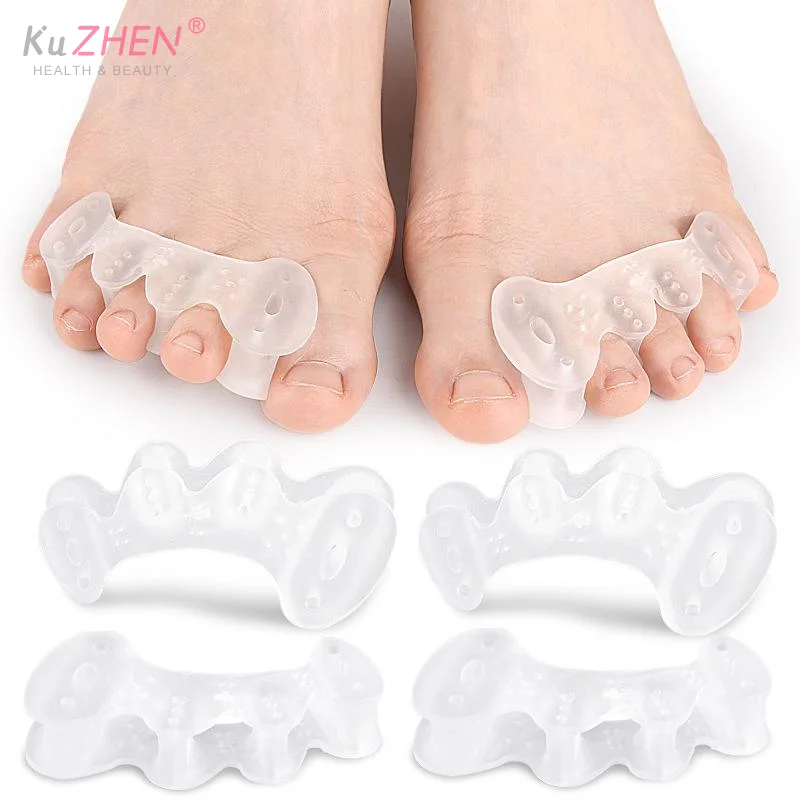 1Pair Toe Separators With Holes Correct Foot And Bunion Pain Plantar Fasciitis Toe Straightener To Improve Functional Mobility
