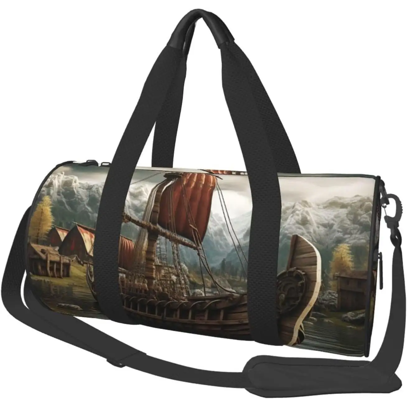 

Old Boat Travel Duffle Bag Carry On Weekender Overnight Bag Sport Gym Bag for Women Men Foldable Travel Duffle Round