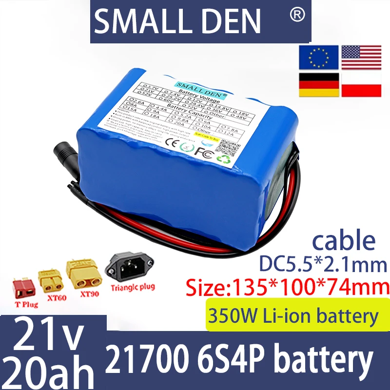 

New 21V 15ah 21700 6S3P lithium battery pack, A-grade battery, long battery life, 15A BMS 350W high-power rechargeable battery