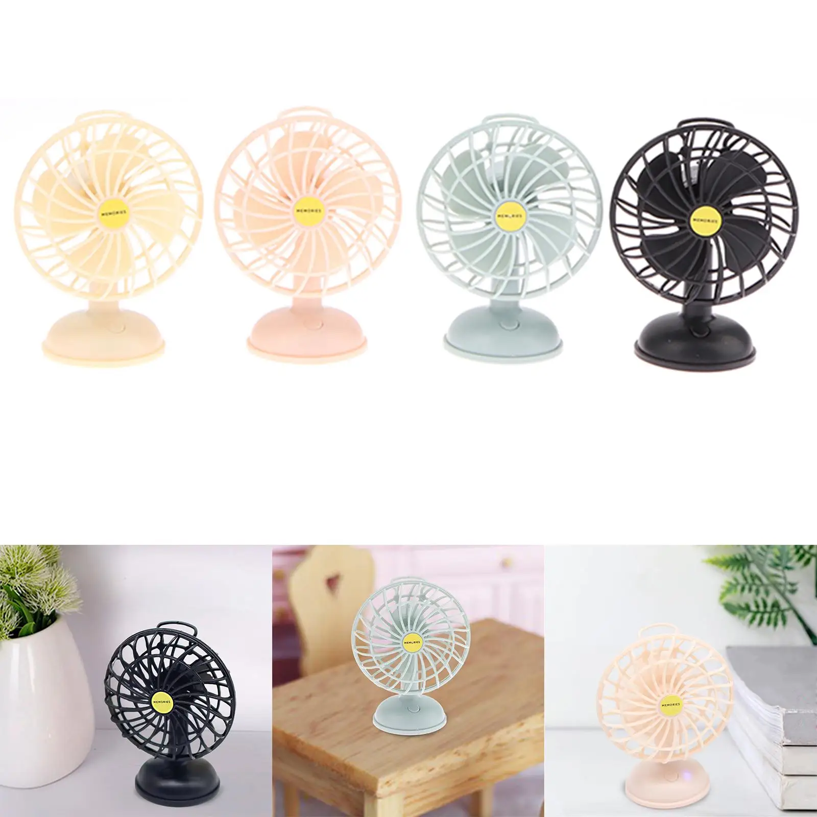 Dollhouse Desk Fan 1/12 1/6 Scale Miniature Cooling Fan for Mini Room Party Favors Photo Props Micro Landscape Accessory