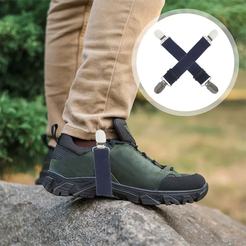 

2pcs Elastic Leg Straps Adjustable Trouser Clips Boot Clamps Windproof Pant Holders Strap Clips For Men Women Cycling