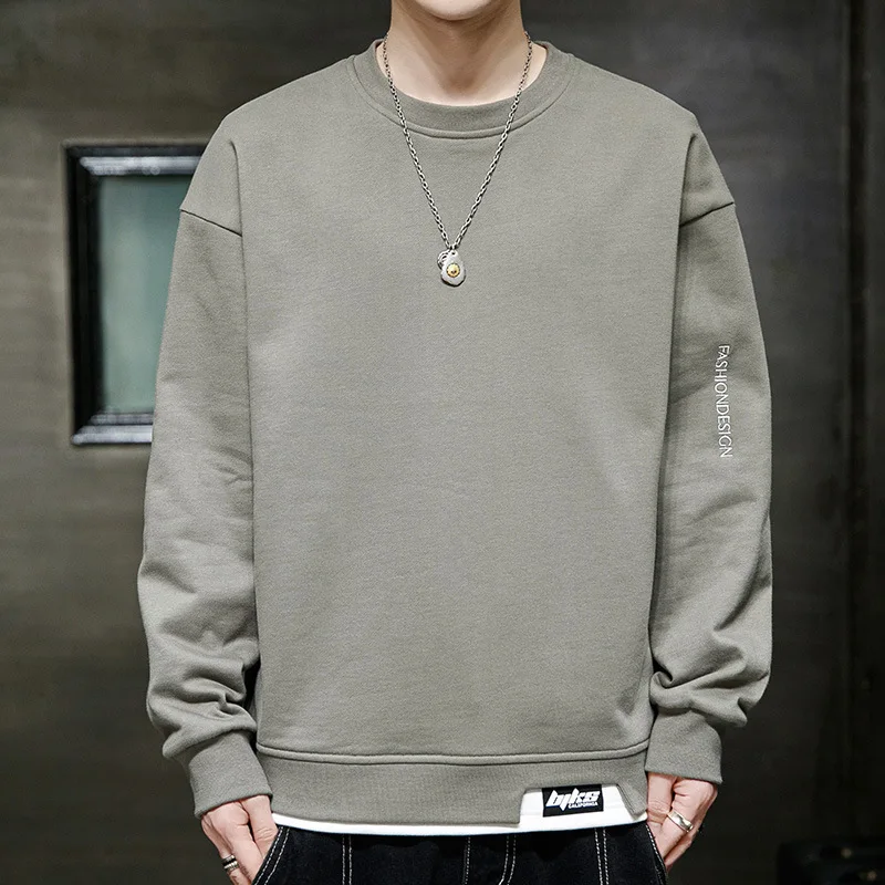 High quality sweatshirts for men long sleeve big size letter print pullover spring autumn 2024 tending clothing black grey white
