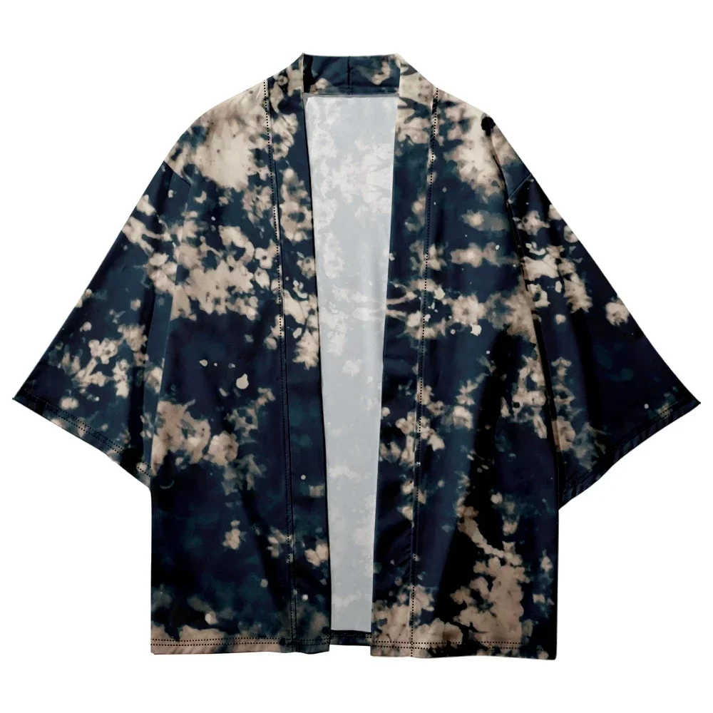 Kimono Men's and Women's 2024 Japanese Harajuku Traditional Kimono Tie Dye Print Cardigan Beach Shirt Summer Fashion Bathrobes