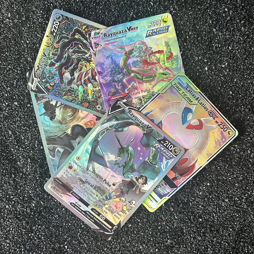 Anime PTCG Legendary Collection Karty Latios Latias Giratina Lugia Rayquaza VMAX Gx Hobbie Rzadkie Karty Kolekcjonerskie Karty do Bitew Zabawki Prezenty
