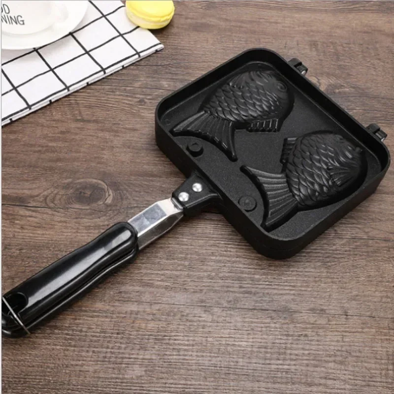 

Kitchen Japanese Taiyaki Double Fish Shaped Hot Dessert Waffle Cake Maker Pan Japanese Pancake Double Pan Fry Pan Waffle Molds