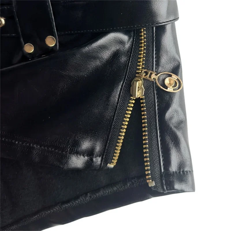 Frauen sexy Seite Reiß verschluss Spleißen ultra kurze Shorts niedrige Taille Ledergürtel Minihose weibliche schlanke Hüftlift Dreiviertel hose – Detail 9