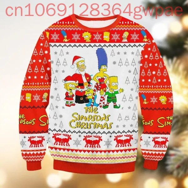 The Simpsons D'oh Ho Ho Ugly Sweater Simpsons Homer Xmas Sweater Santa Simpsons Holiday Cartoon Sweatshirt for Men Women