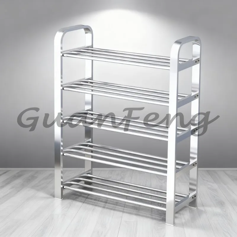 Thickened Stainless Steel Multi‑Layer Shoe Rack, Narrow Metal Storage Shelf for Dormitory Rental Apartment