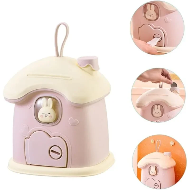 حصالة على شكل حيوان للأطفال مع مفاتيح بنات بنك توفير المال مع ملصق كرتوني ثلاثي الأبعاد على شكل فطر أصبع حصالة نقود معدنية هدية للأولاد #4