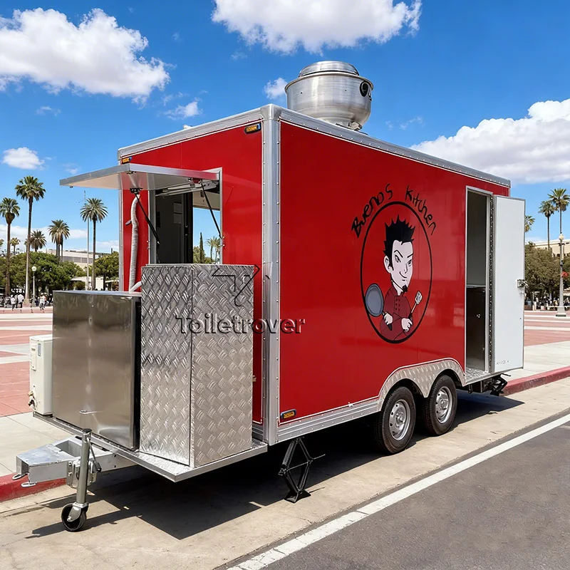 Street Collapsible Fast Food Cart Mini Mobile Food Truck Equipped Custom Hot Dog Food Truck Trailer with Full Kitchen