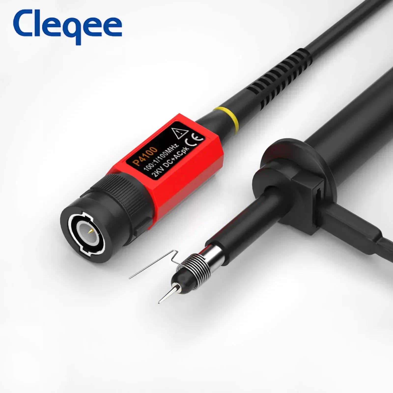 Cleqee P4100 High Voltage Oscilloscope Probe 100:1 2KV 100MHz 100X Safety BNC Connector for Oscilloscope Adjustable attenuation