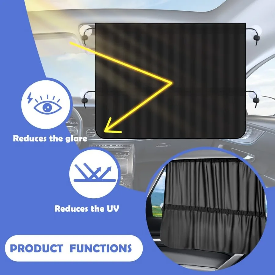 قطعتان من ظلال نافذة السيارة القابلة للتمدد لحماية حروق الشمس والتبريد الداخلي ستائر خصوصية زجاجية عالمية للسيارات #4