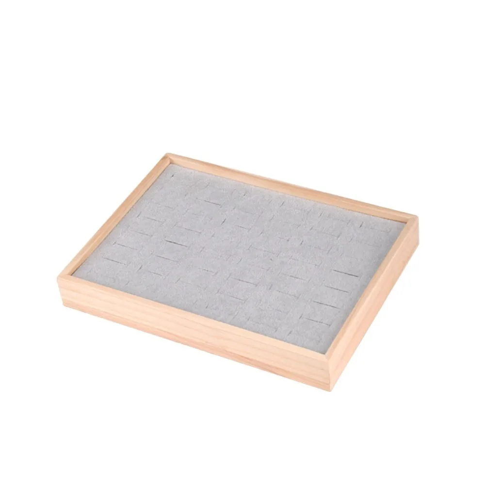 

48 Grids Wood Rings Tray Velvet Ear Studs Case Earrings Display Tray Jewlery Organizer Exquisite Ring Earring Holder Desk