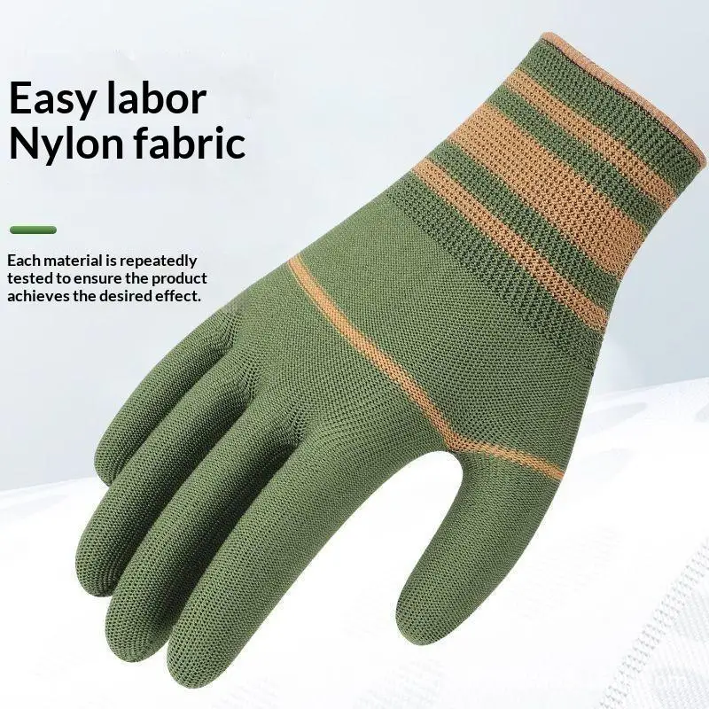 12 Pairs Nylon Work Gloves Non Slip Wear Resistant Safety Hand Protection for Holiday Gifting Construction Workers DIY Lovers