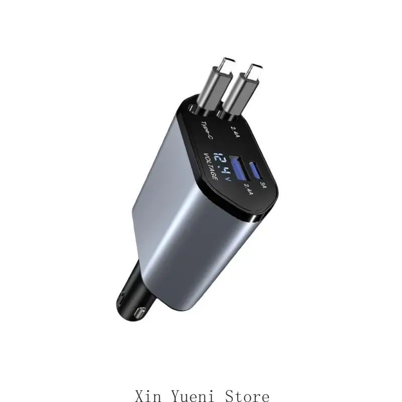 

120W Double Type C Port Car Chargers Aluminum High Power Vehicle Chargers Emergency Charging Solution for Quick Charging