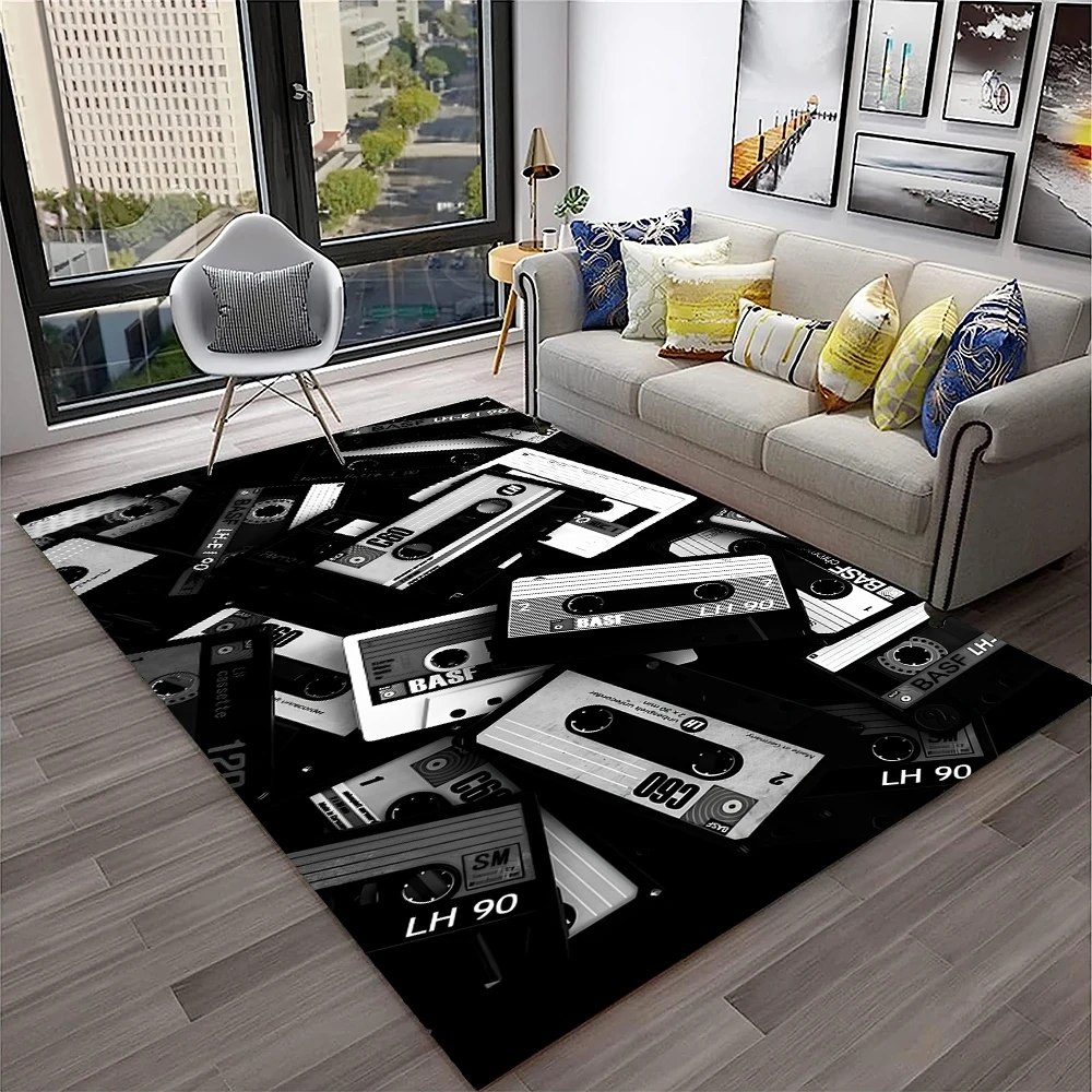 

3D Music Cassette Tape Retro Pattern Carpet Rug for Home Living Room Bedroom Sofa Doormat Decor,kids Area Rug Non-slip Floor Mat