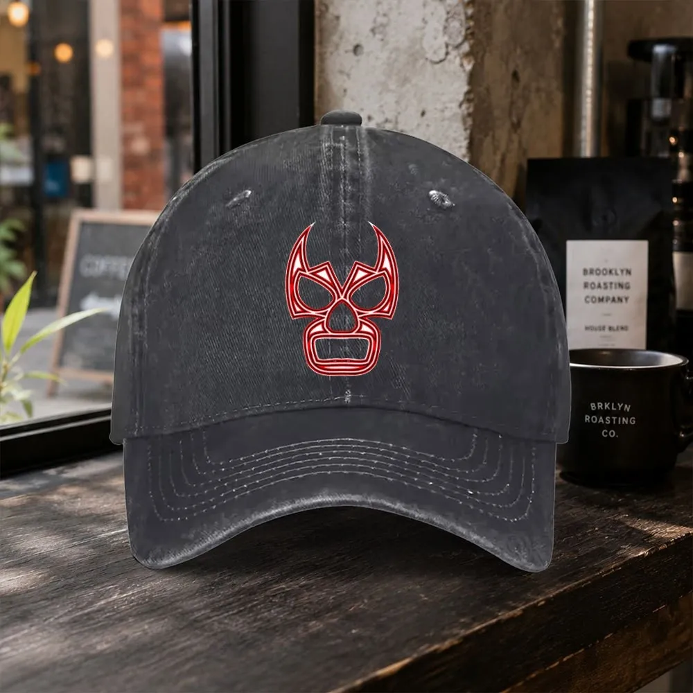 Mexican Lucha Libre Mask Vintage Washed Baseball Cap Unisex All-Match Casual All-Season Hat