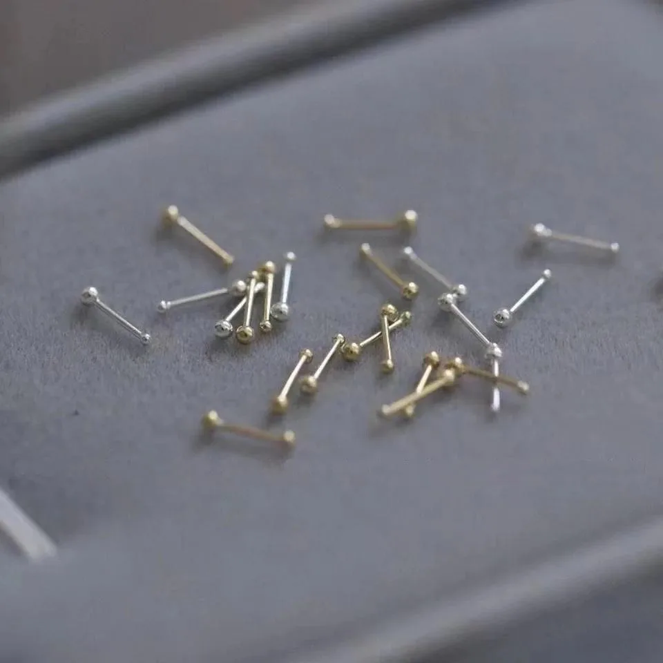 2pcs Ear Piercing Silver Needle Ear Stick Stud Earrings For Women Maintaining Ear Hole Small Tiny Round Ball Ear Jewelry