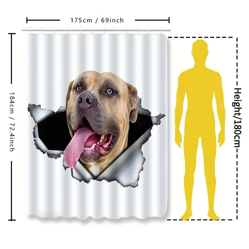 

3D Staffordshire Bull Terrier Shower Curtain Unique Bathroom Decor Fun Style Easy to Clean and Maintain Waterproof Durable