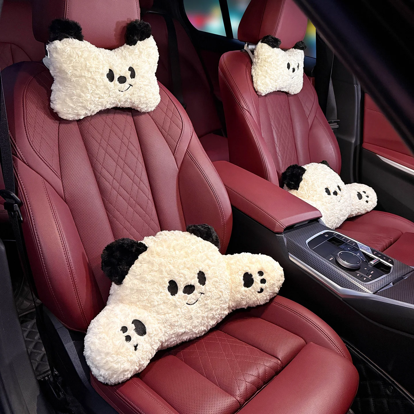 

Car Bear Headrest Neck Pillow Creative Cute Driving Anti-fatigue Lumbar Support Car Comfortable Cushion Car Support Seat Pillow