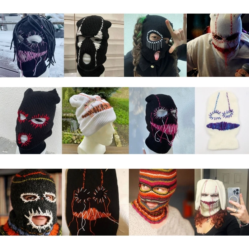 Scary Balaclava Hooded Balaclava Distressed Funny Balaclava Face Mask Halloween Balaclava Party Hat Knitted Hat