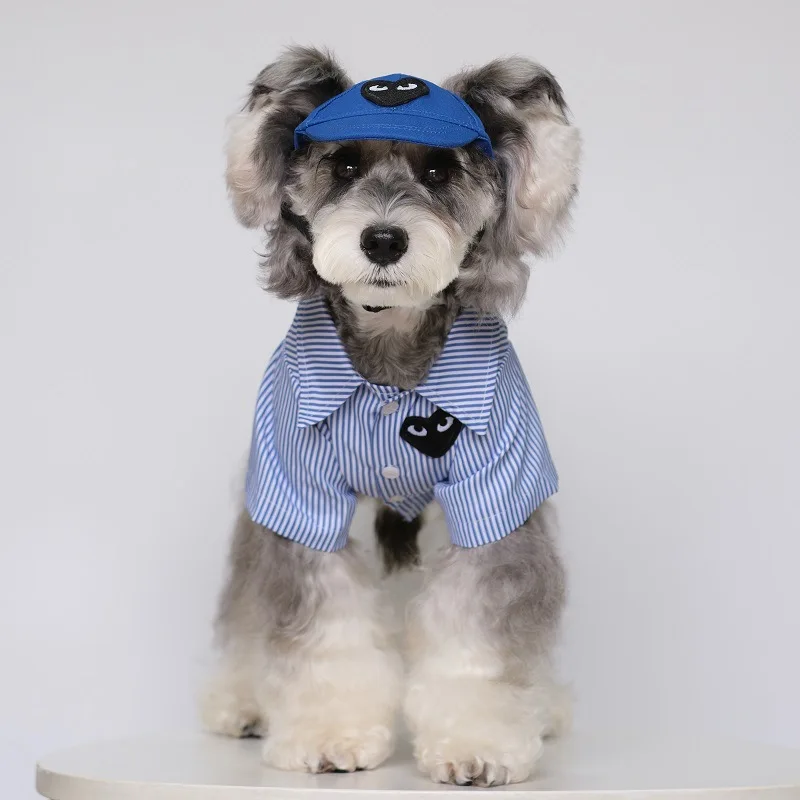 

Summer Pet Love Dog Cat Stripe Dress Shirt Trendy Bowknot Shirt for Teddy Schnauzer for Girl Dog and Boy Dog