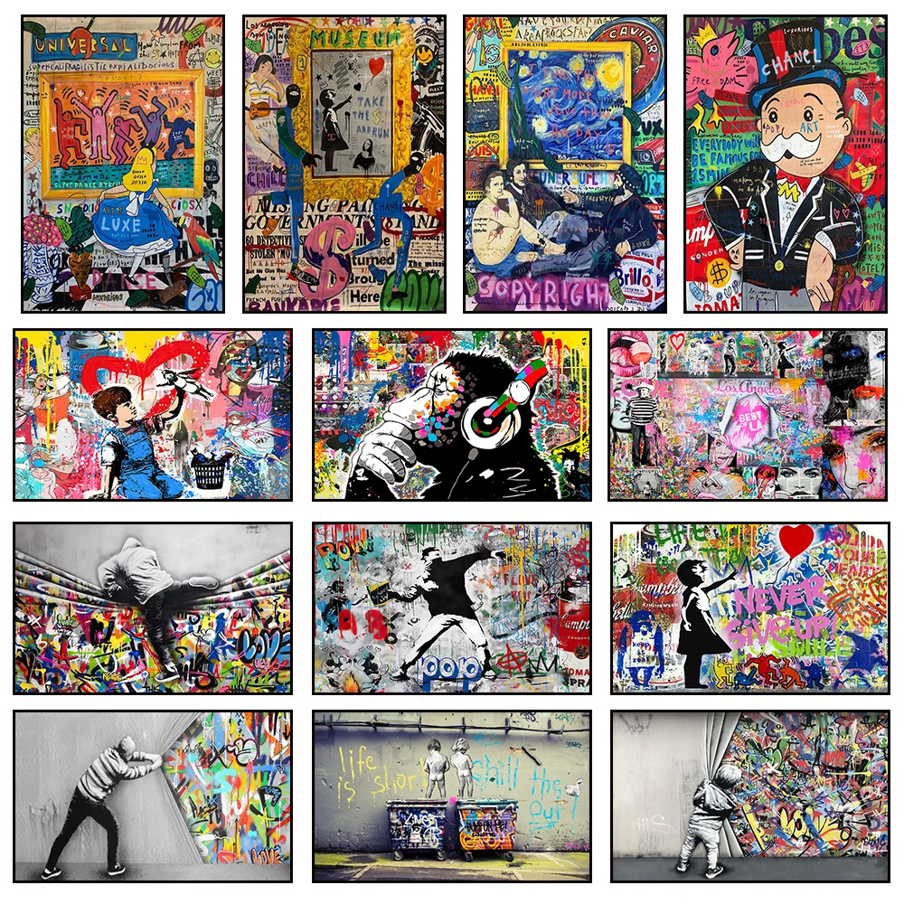 Pop Art Street Graffiti Style Wall Poster Modern Fashion Home Room Decor Canvas Painting Mural Collection Pictures Print Artwork