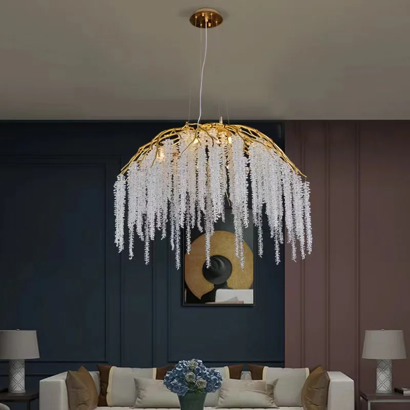 Luxury Crystal Led Lights Home Decor Ceiling Chandelier for Living Room Bedroom Kitchen Island Hotel Decor Round Pendant Light