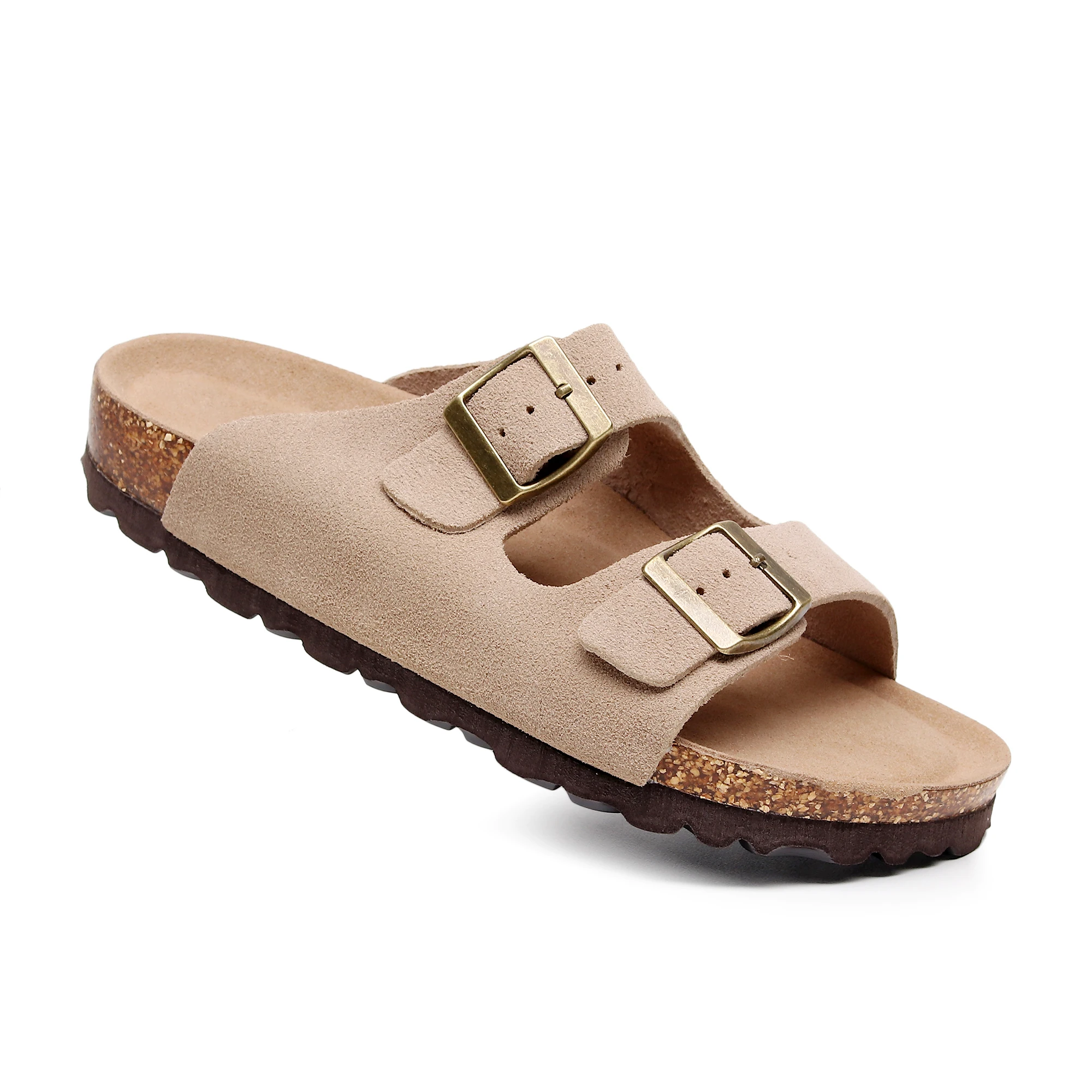 

Women's Flat Sandals - Cork Footbed, Open Toe, Adjustable, Non-Slip, Summer Sizes 6 - 11, Comfortable