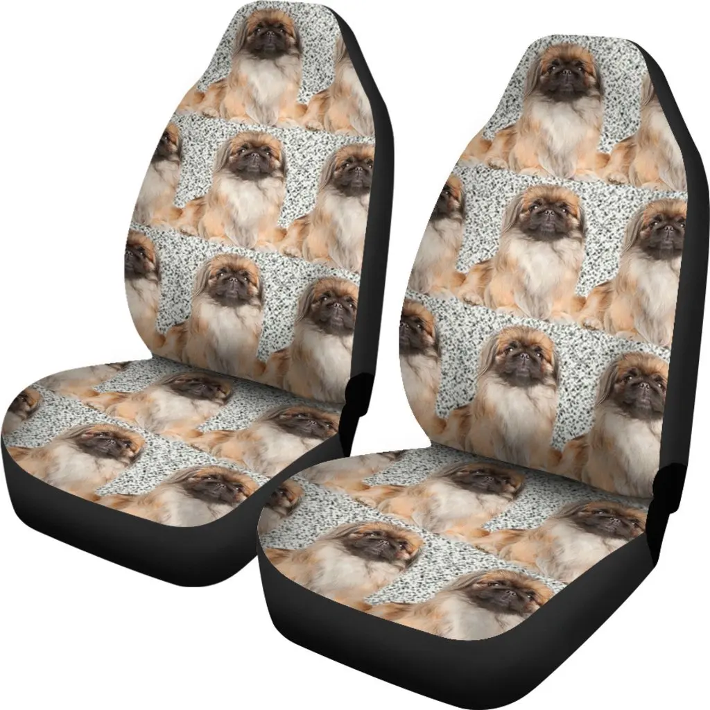 Pekingese Dog Patterns Print Car Seat Covers Set 2 Pc, Car Accessories Seat Cover