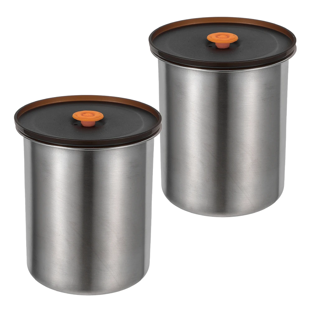 

2 Pcs Coffee Canister 304 Stainless Steel Airtight Seal 1200ml Capacity for Home Office Coffee Shop Storage Container