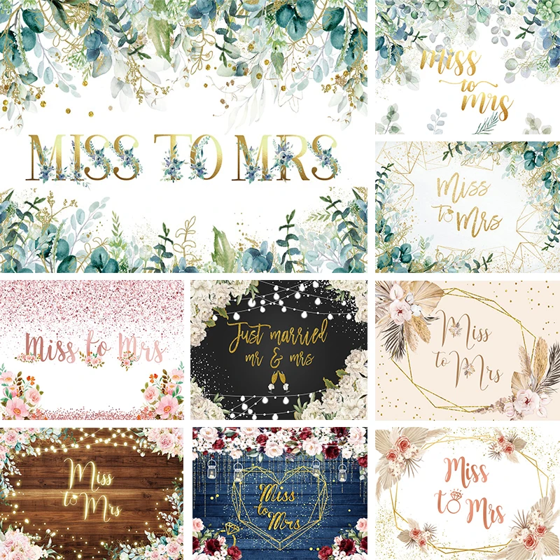 

Miss To Mrs Backdrop Mr And Mrs Eucalyptus Leaves Wedding Decoration Bridal Shower Banner Engagement Party Photo Background Wall