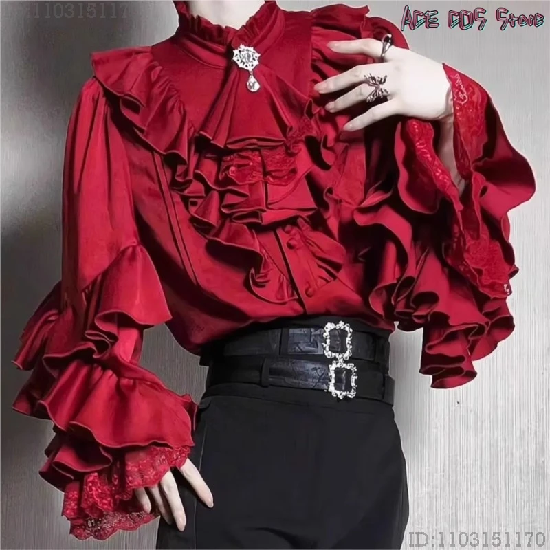 

Рождественский костюм Ouji, модный Jirai Kei, винтажная средневековая Лолита, готический вампир, наряд для косплея, блузка с рукавами «летучая мышь», принц