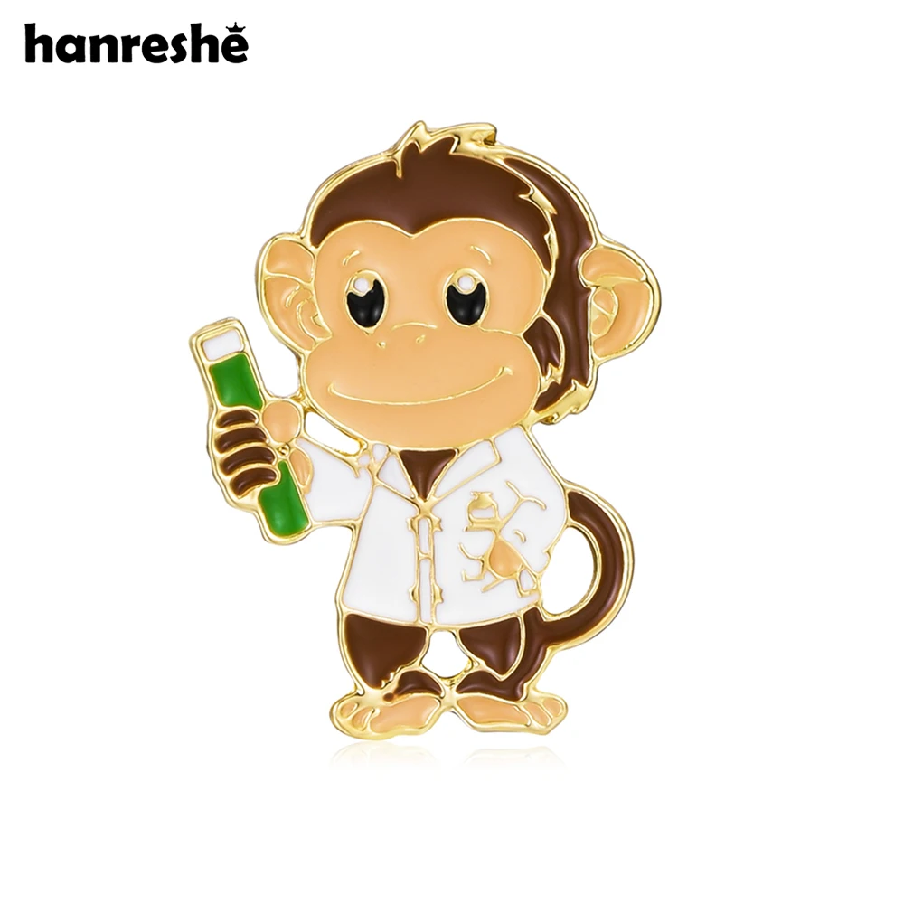 Hanreshe Funny Monkey Scientist Enamel Pin Science Lab Backpack Lapel Brooch Badge Jewelry Gifts for Experiment Lovers