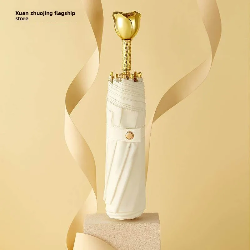 

Princess Rose Flower Sun Umbrella Women's Foldable Sunshade Rain Two-use Umbrella Good Friend Gift High-end Feeling