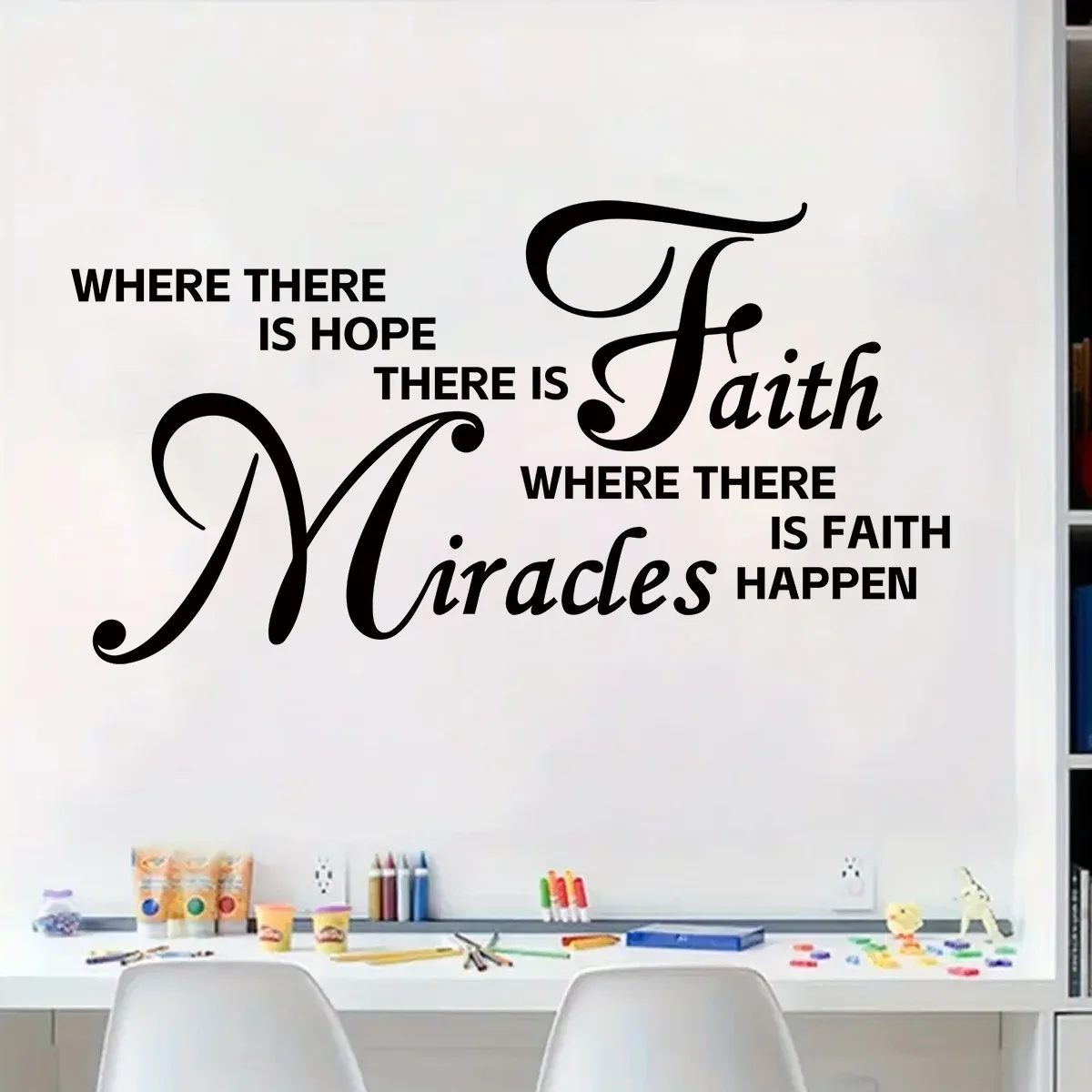 Miracle Faith English phrase Self-adhesive wall stickers simple room background wall decoration stickers