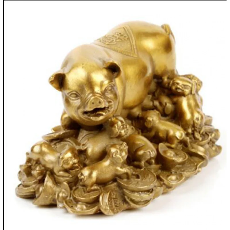 

SCY 17 1029 Copper ornaments luy pig Wang Feng Shui decoration Home Furnishing rich children