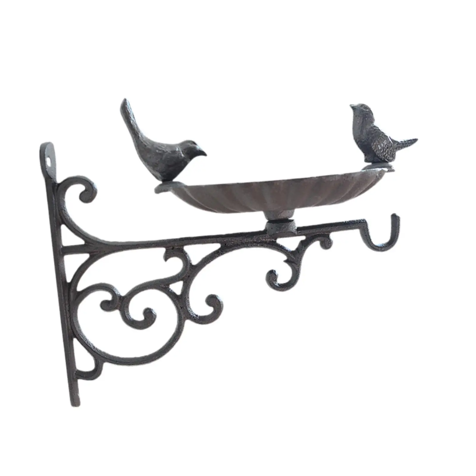 Wall Mounted Bird Bath Weatherproof Vintage Plant Bracket Hook for Wind Chimes Outdoor Back Garden Decorative Items Decoration
