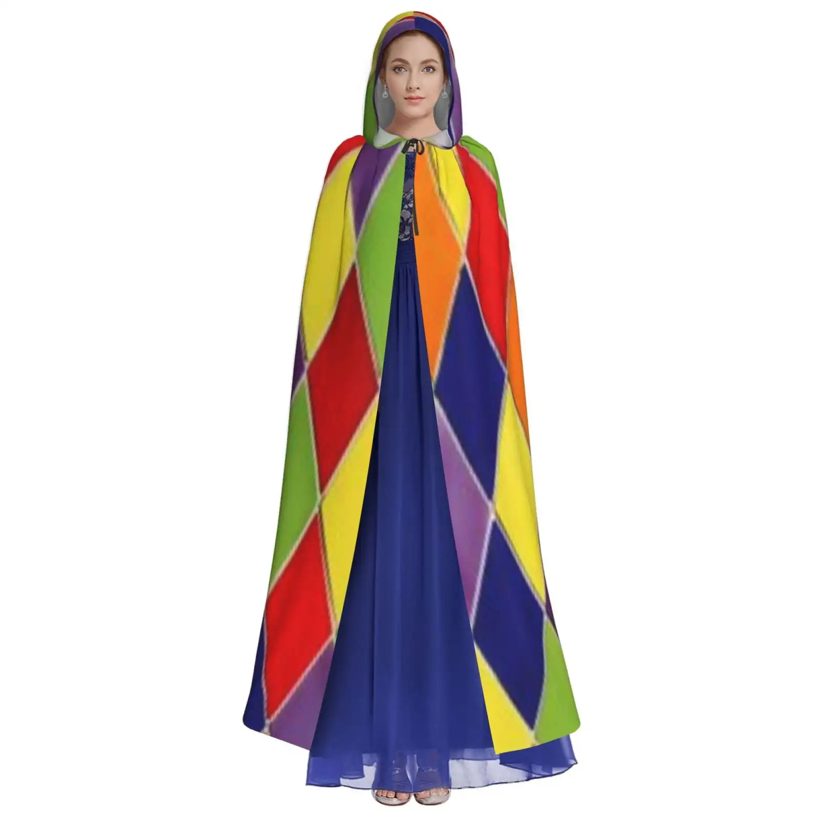 Unisex Hooded Cloak Adult Lightweight Overcoat Multicolored Background Cloak For Halloween Cosplay Costumes