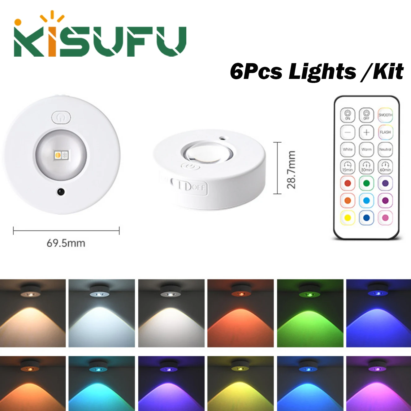 

USB перезаряжаемые светодиодные светильники для шкафа RGBCCT CCT с дистанционным регулируемой яркостью, беспроводные ночные светильники под шкафом, декор для кухонного шкафа