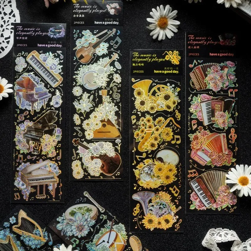 2 Pcs Musical Symbol Aufkleber Decals Handwerk Scrapbooking Aufkleber Set Für Tagebuch Album Notebook