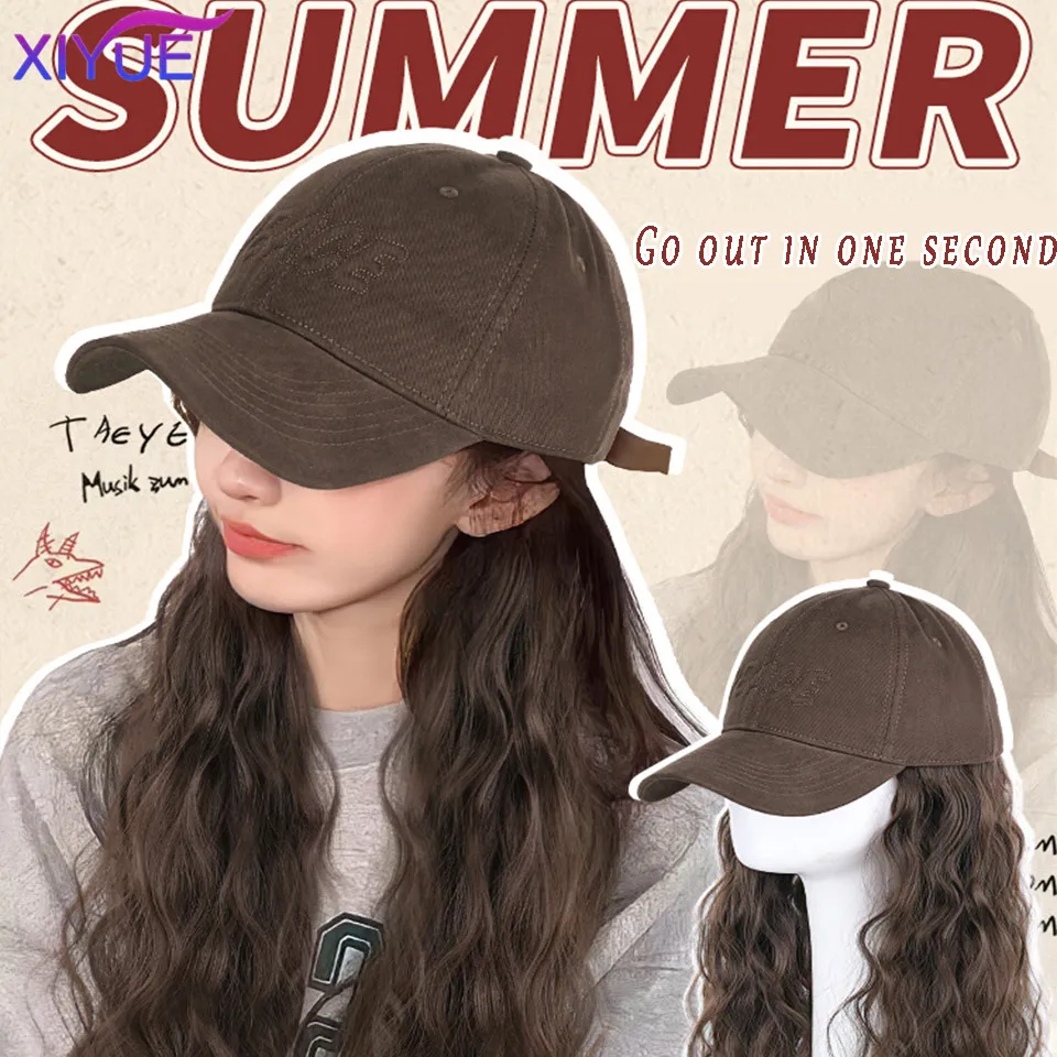 XIYUE  Hat wig all-in-one women\'s fashion wool curled wig hat women\'s 2023 new full head cover