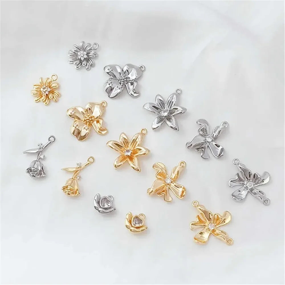 

14K Gold-plated Copper Five-petal Flower Cap, Ancient-style Diy Handcrafted Beaded Hairpin and Headwear Material Accessories