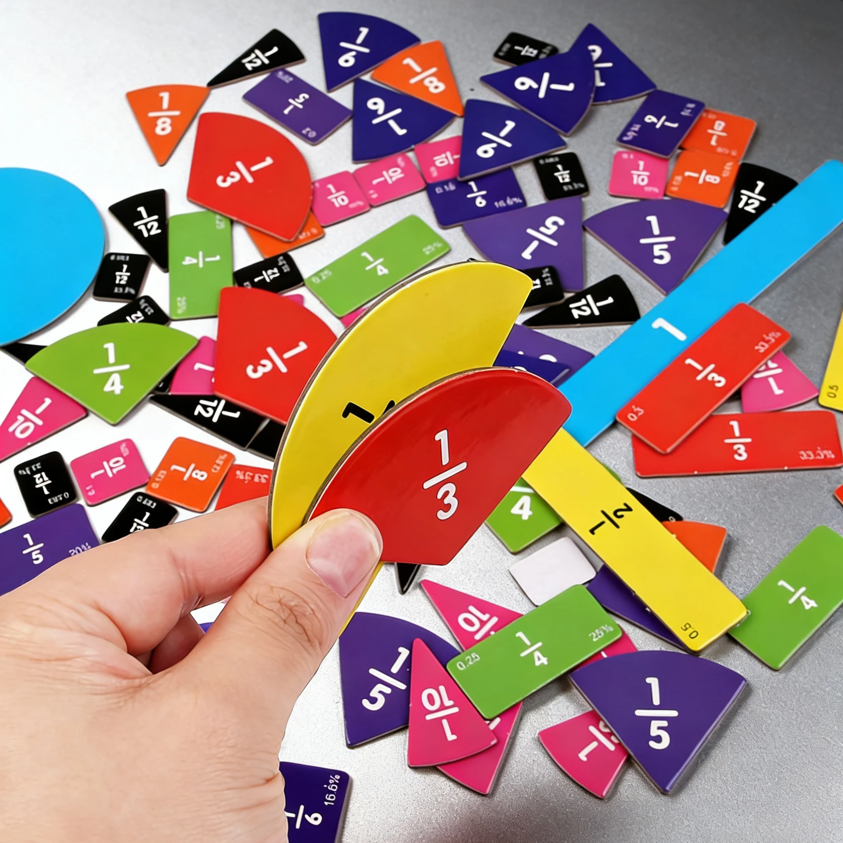 다채로운 분수 교육 보조 도구 퍼즐을 통해 분수 소수 백분율을 배우십시오 양면 카드 지울 수 있는 마커 어린이