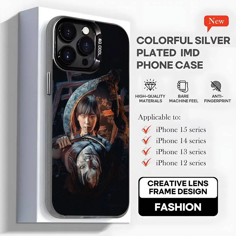 حافظة هاتف S-Silent Hill F Horro Hinako لهاتف iPhone17,16,15,14,13,12,11,Mini,Pro,MAX,plus,أسود غير لامع مقاوم للصدمات